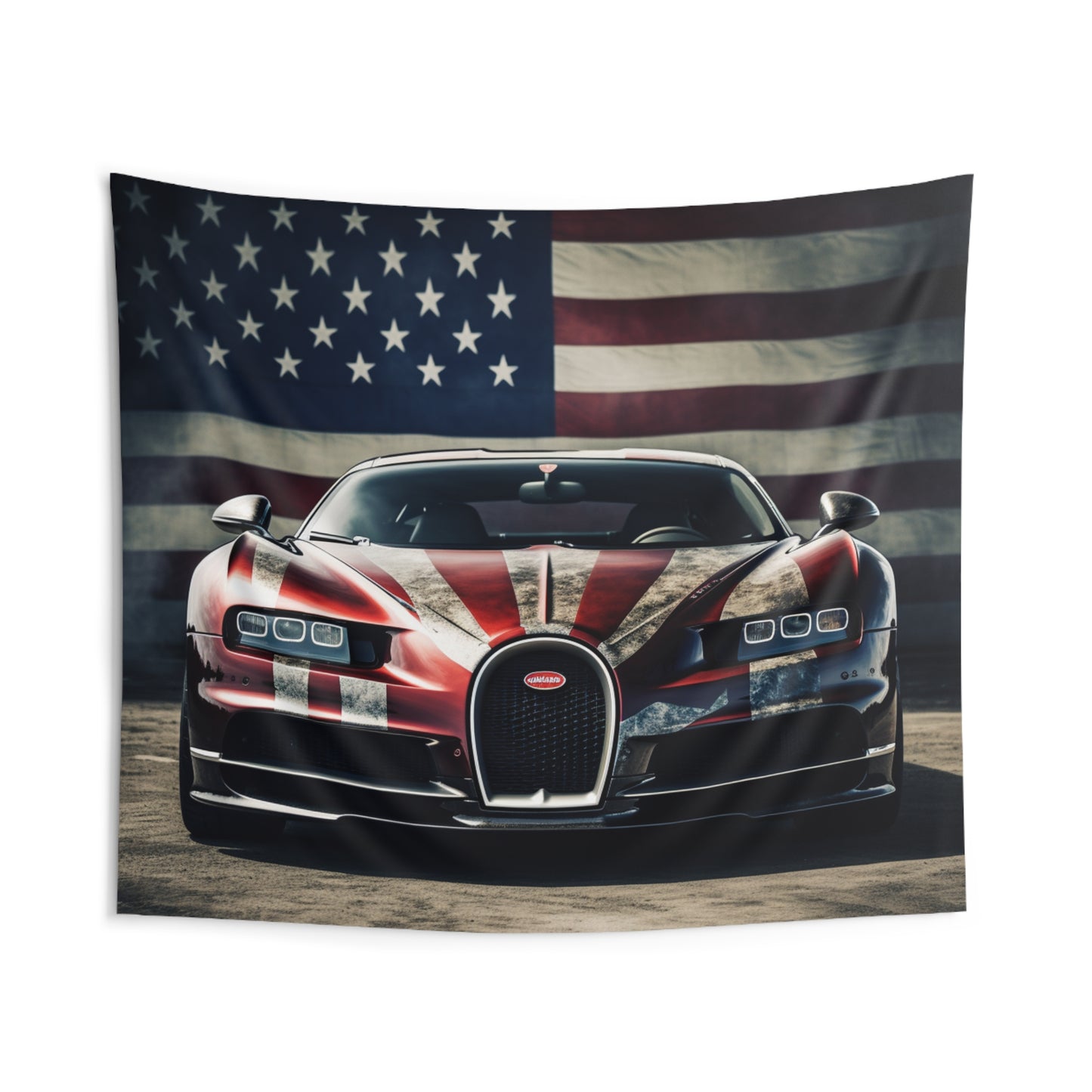 Indoor Wall Tapestries American Flag Background Bugatti 3