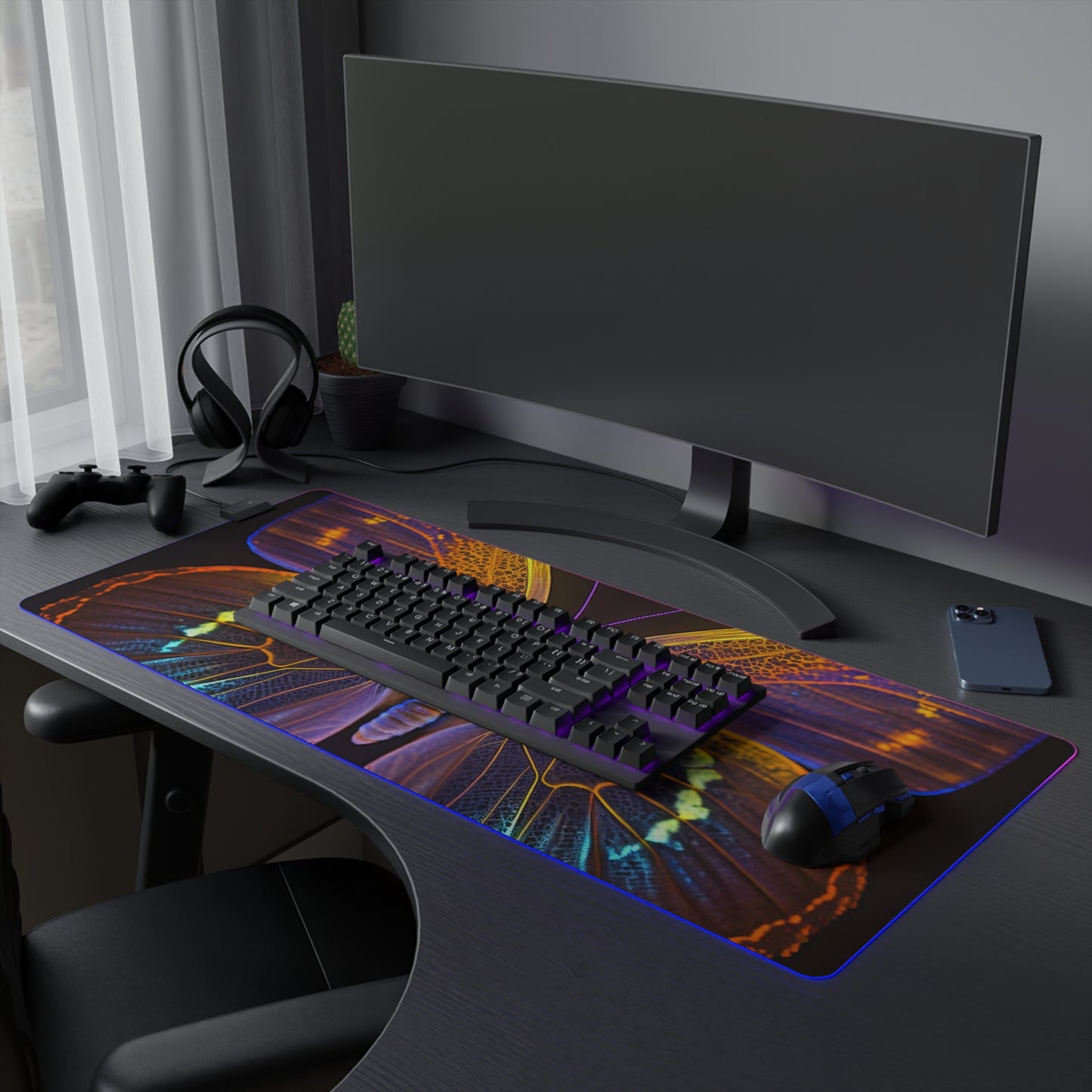 LED Gaming Mouse Pad Neon Butterfly Flair 2