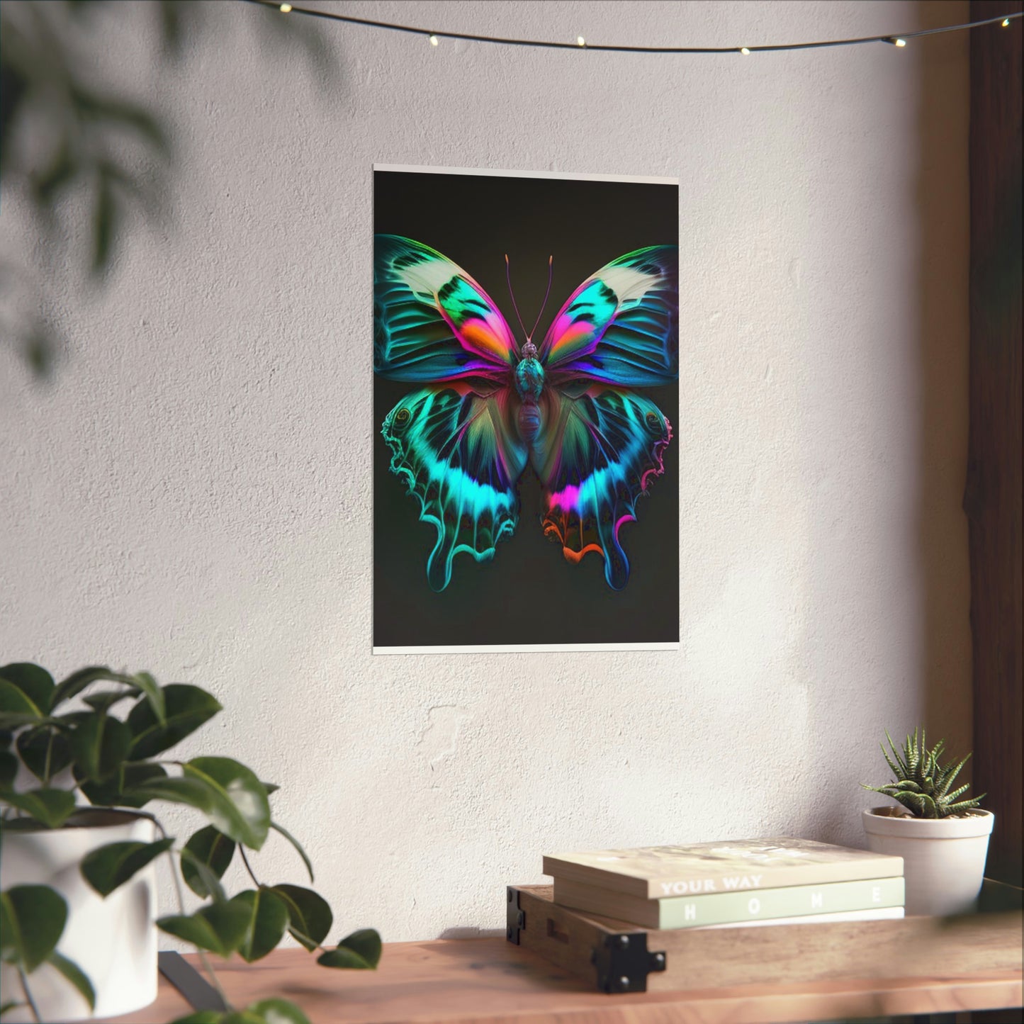 Premium Matte Vertical Posters Neon Butterfly Fusion 4