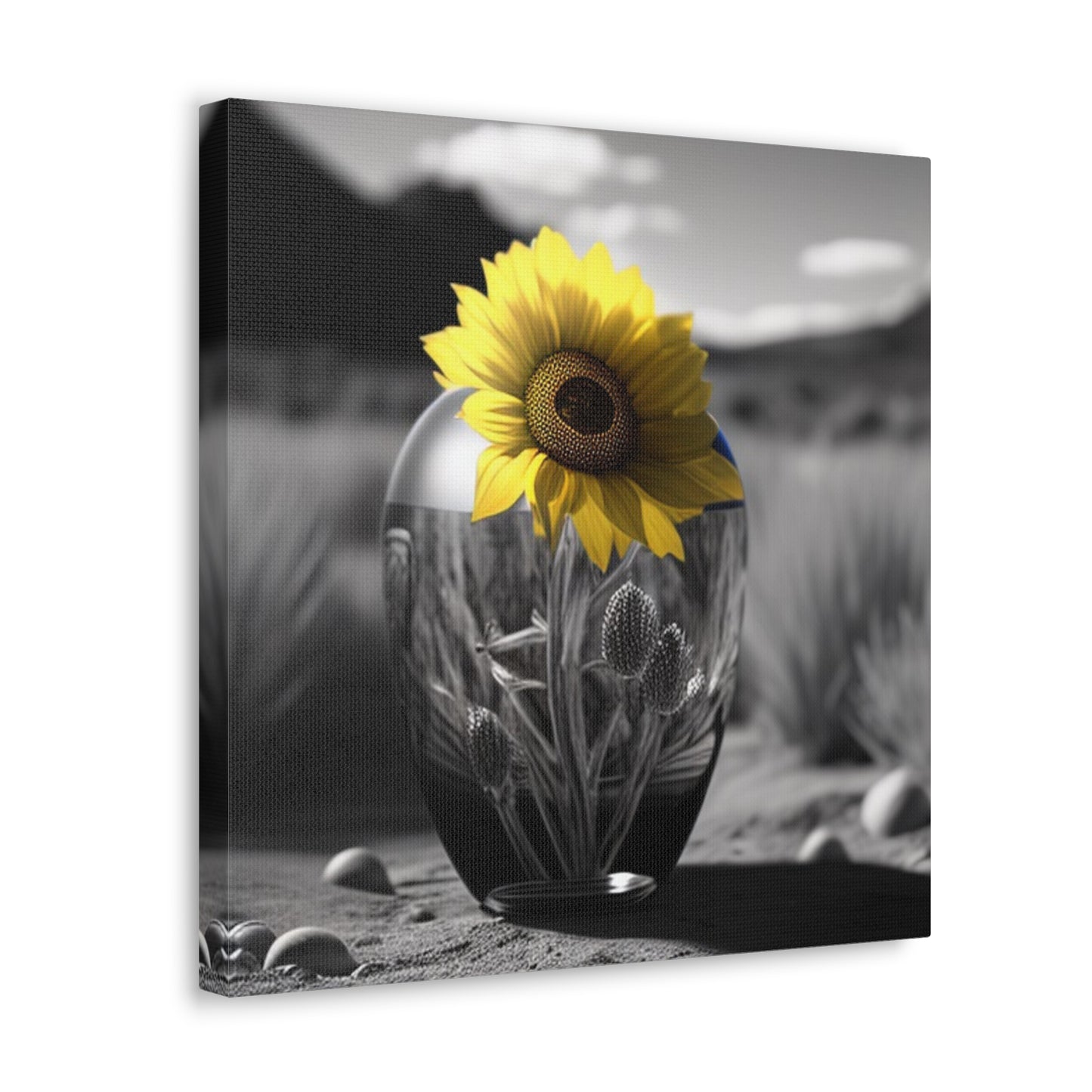 Canvas Gallery Wraps Yellw Sunflower in a vase 3