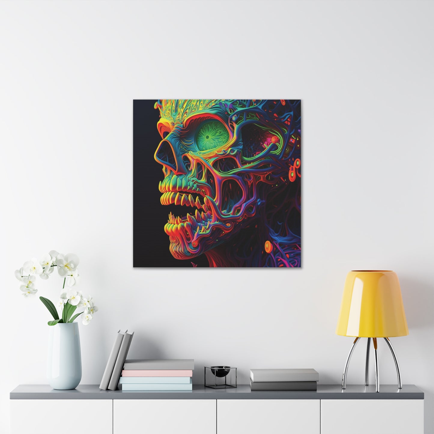 Canvas Gallery Wraps Florescent Skull Death 1