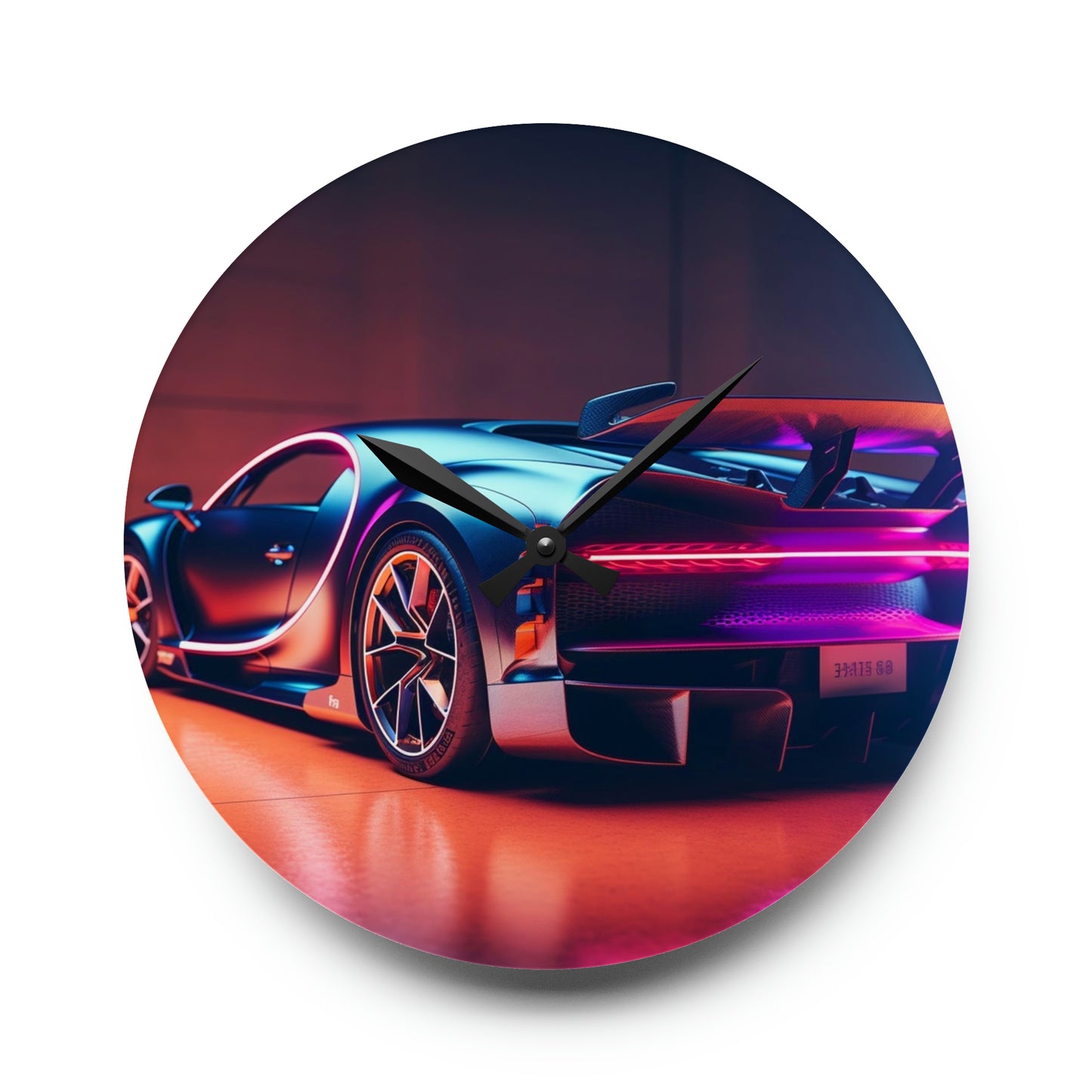 Acrylic Wall Clock Hyper Bugatti Neon Chiron 2