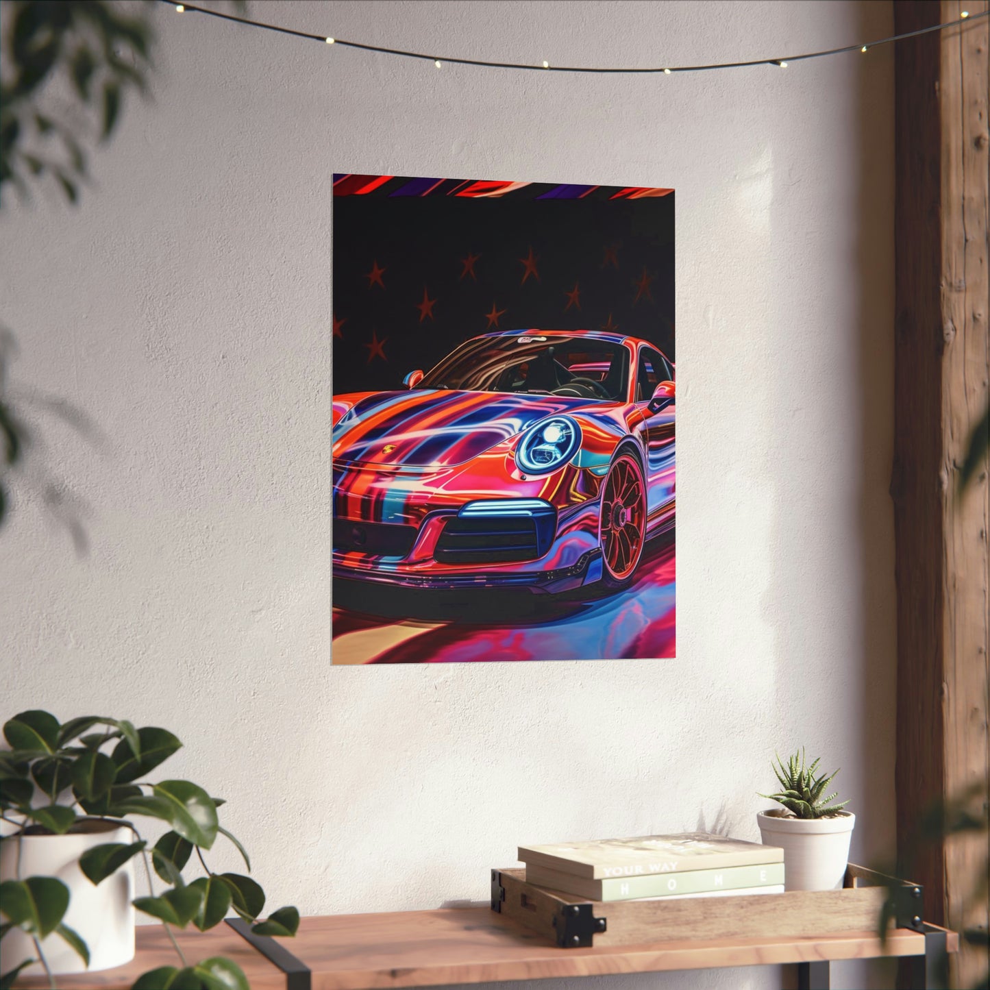 Premium Matte Vertical Posters American Flag Colored Porsche 4