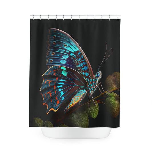Polyester Shower Curtain Hue Neon Butterfly 2