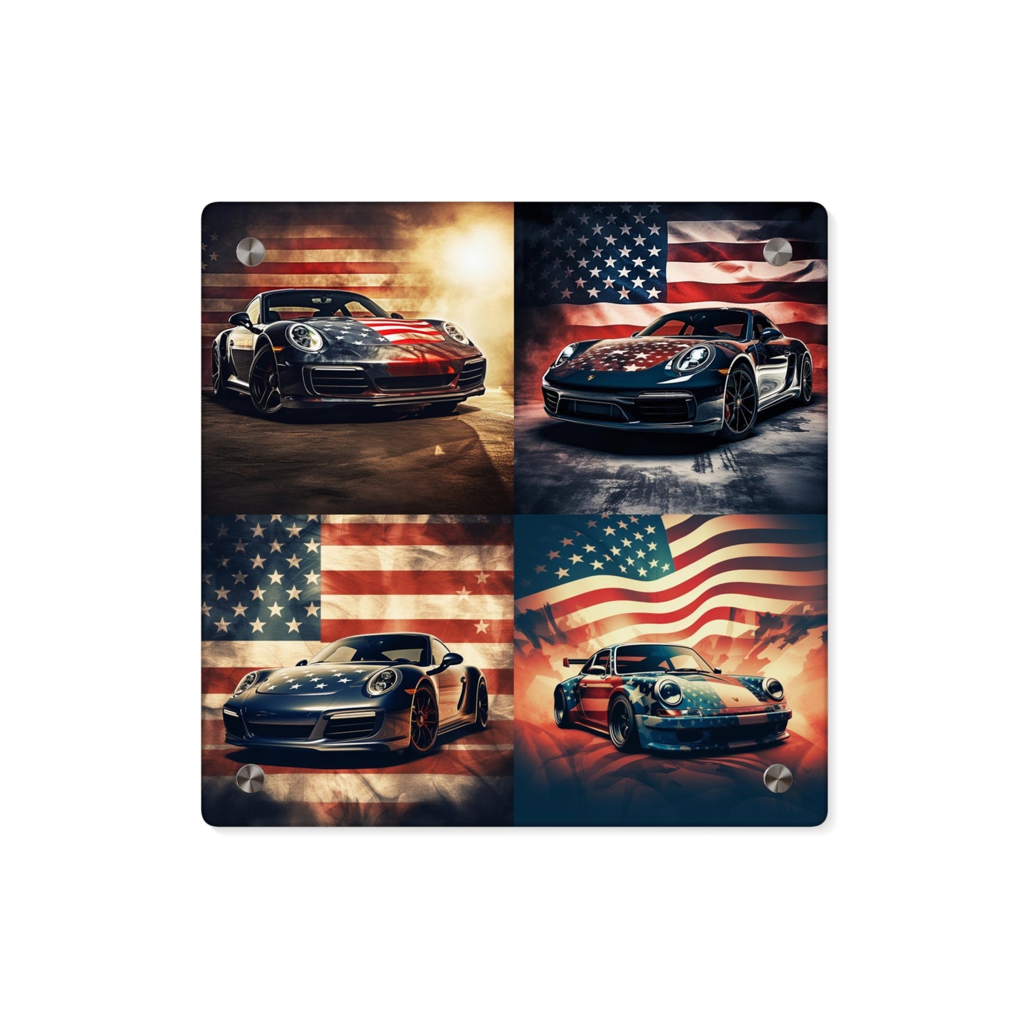 Acrylic Wall Art Panels Abstract American Flag Background Porsche 5