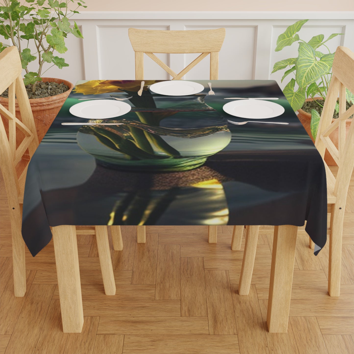 Tablecloth Yellow Gladiolus glass 1