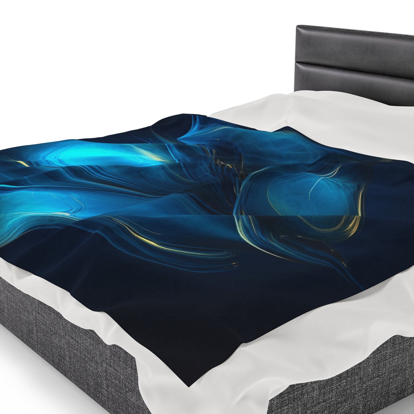 Velveteen Plush Blanket Abstract Blue Tulip 2