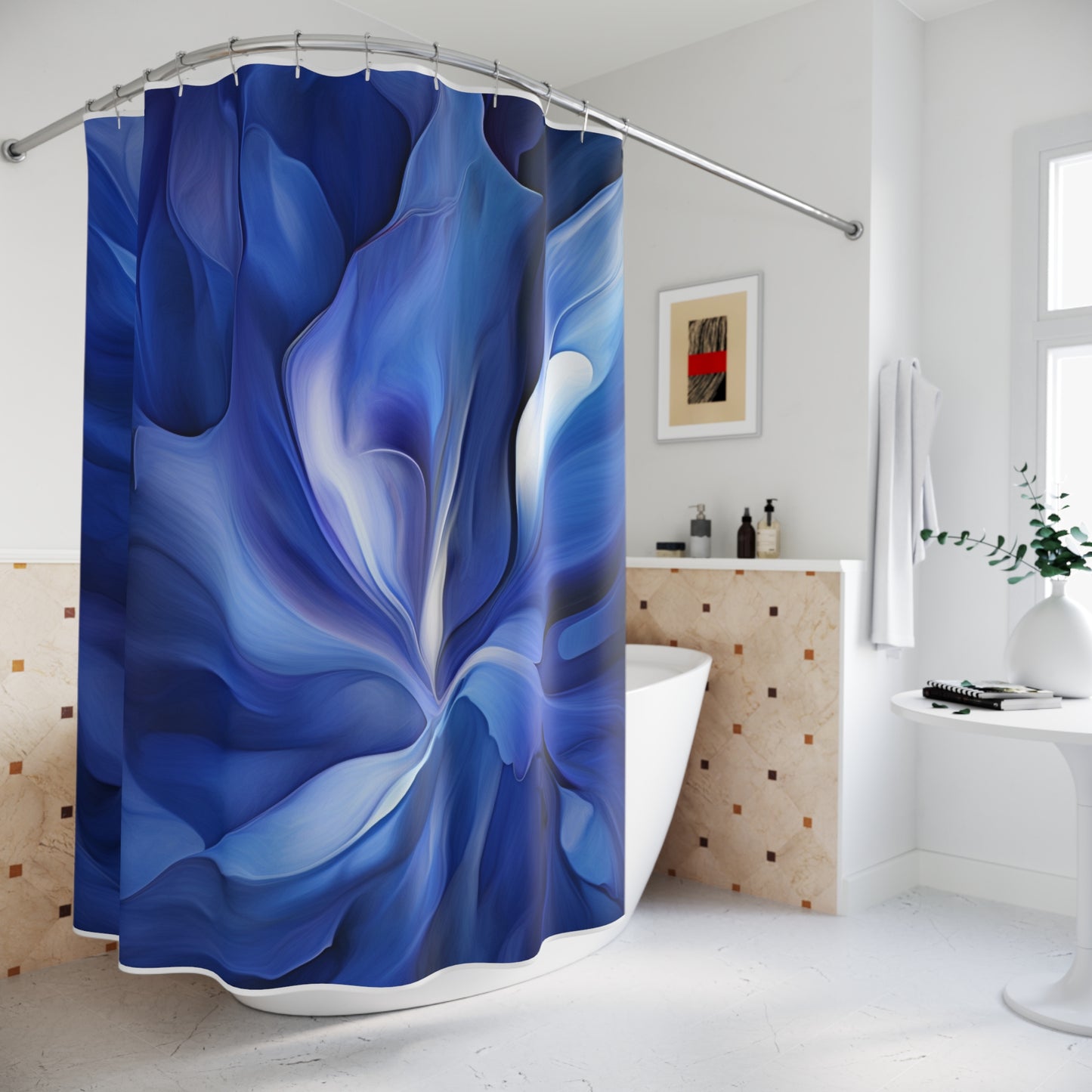 Polyester Shower Curtain Abstract Blue Tulip 3