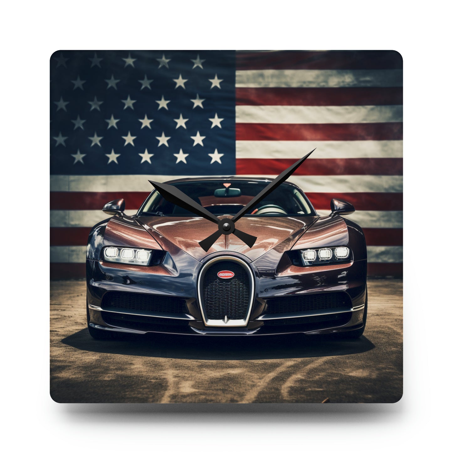 Acrylic Wall Clock Bugatti Flag 4