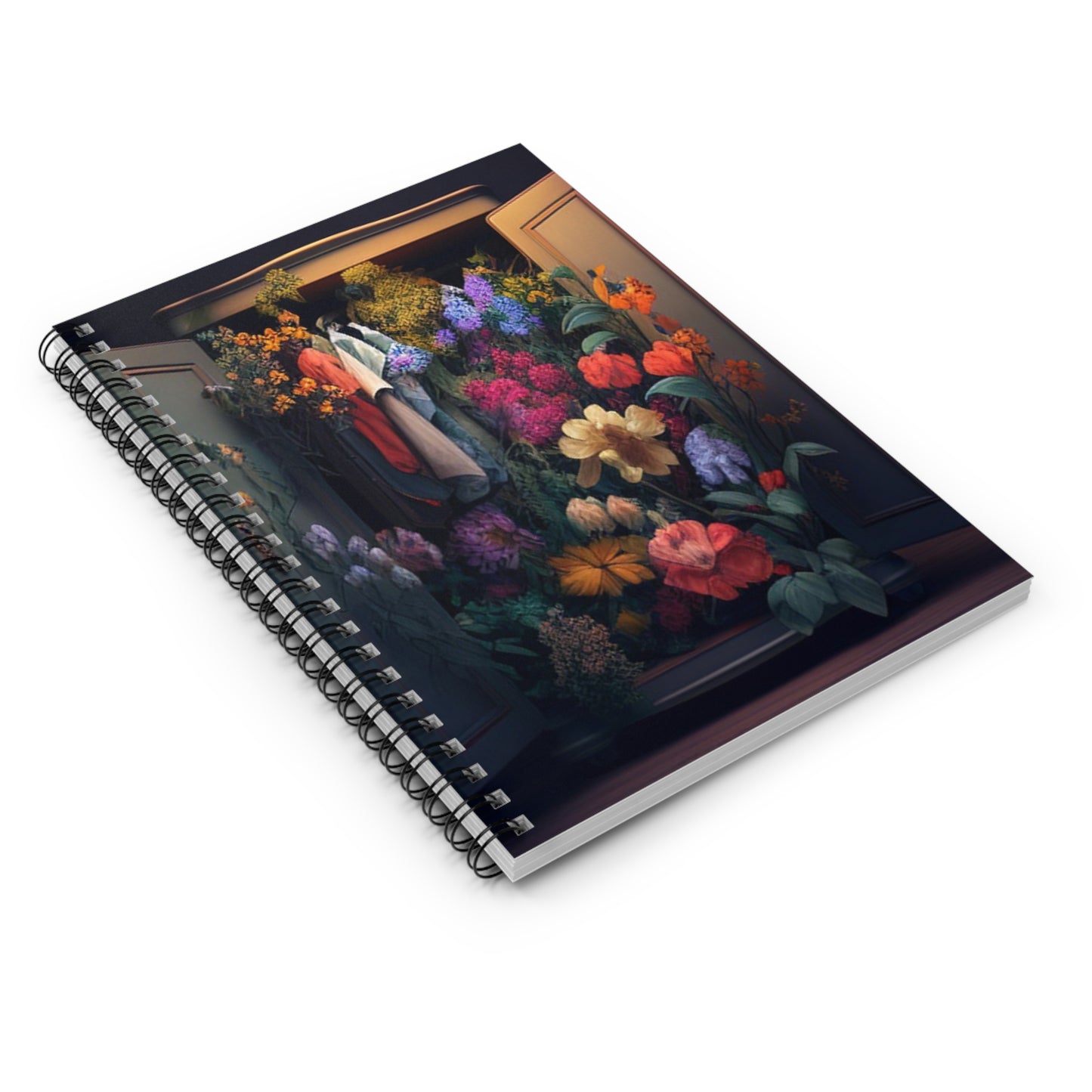 Spiral Notebook - Ruled Line A Wardrobe Surrounded by Flowers 4