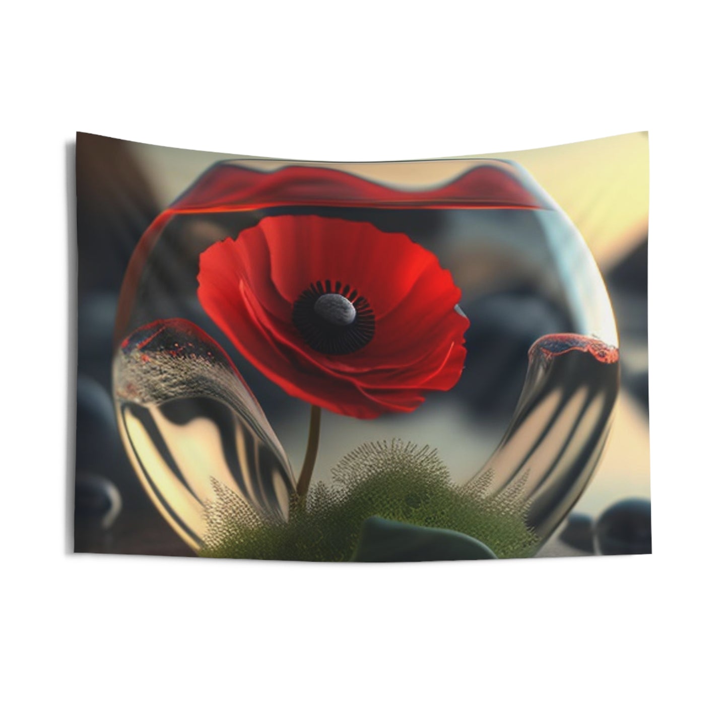 Indoor Wall Tapestries Red Anemone in a Vase 3