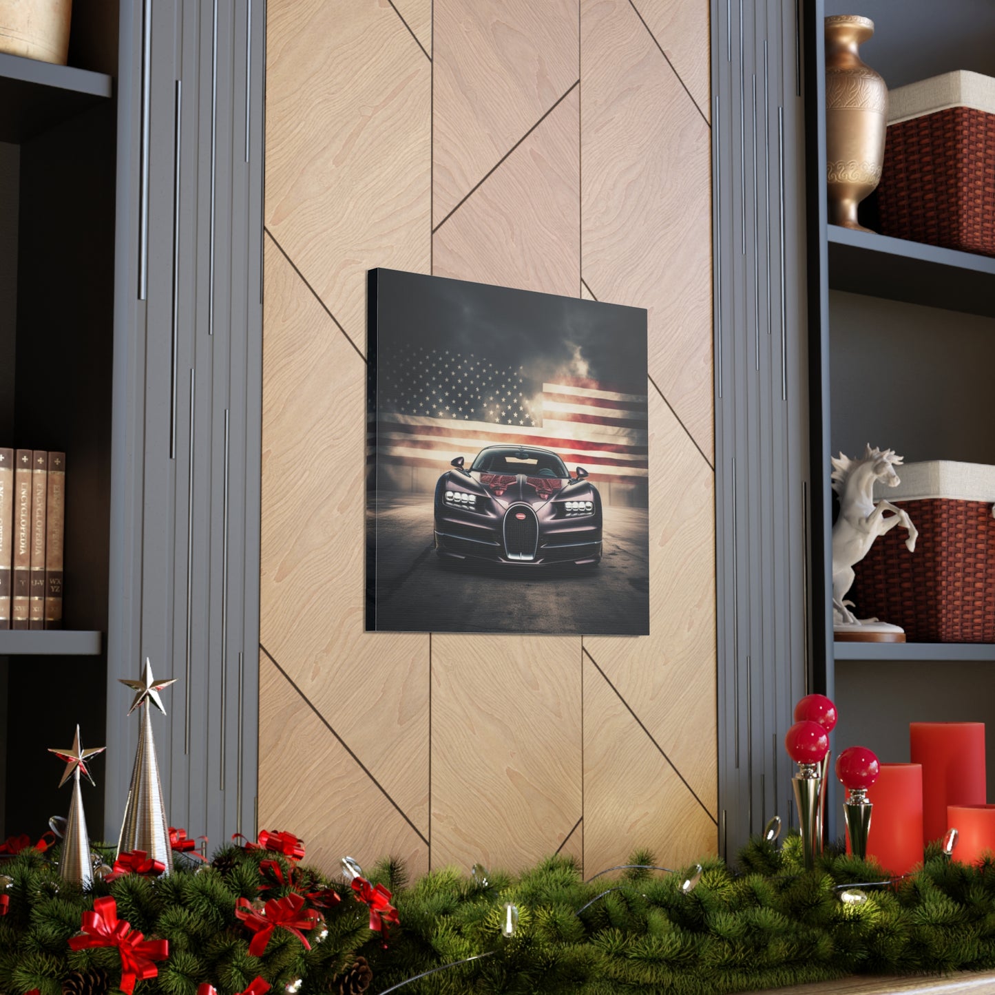 Canvas Gallery Wraps American Flag Background Bugatti 2