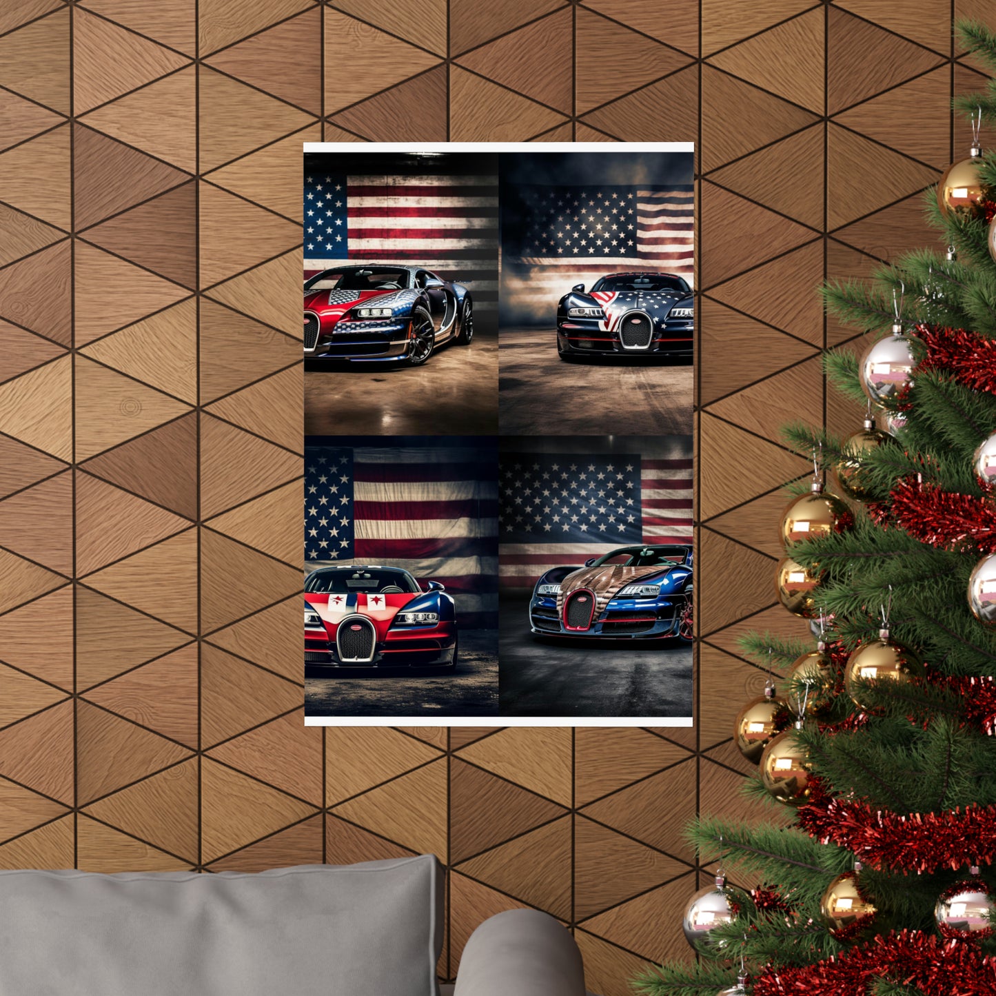 Premium Matte Vertical Posters Bugatti American Flag 5