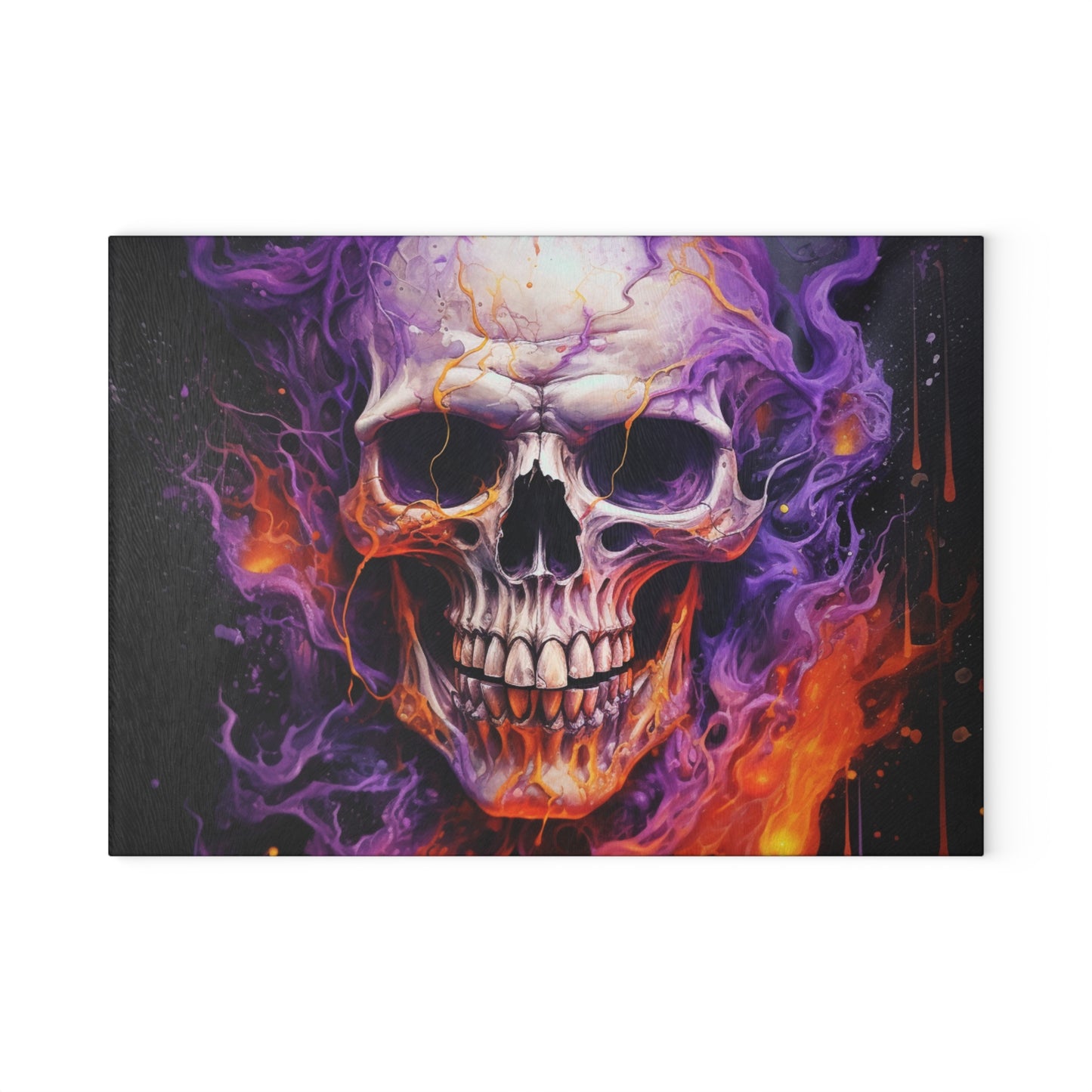 Glass Cutting Board Skull Flames 2