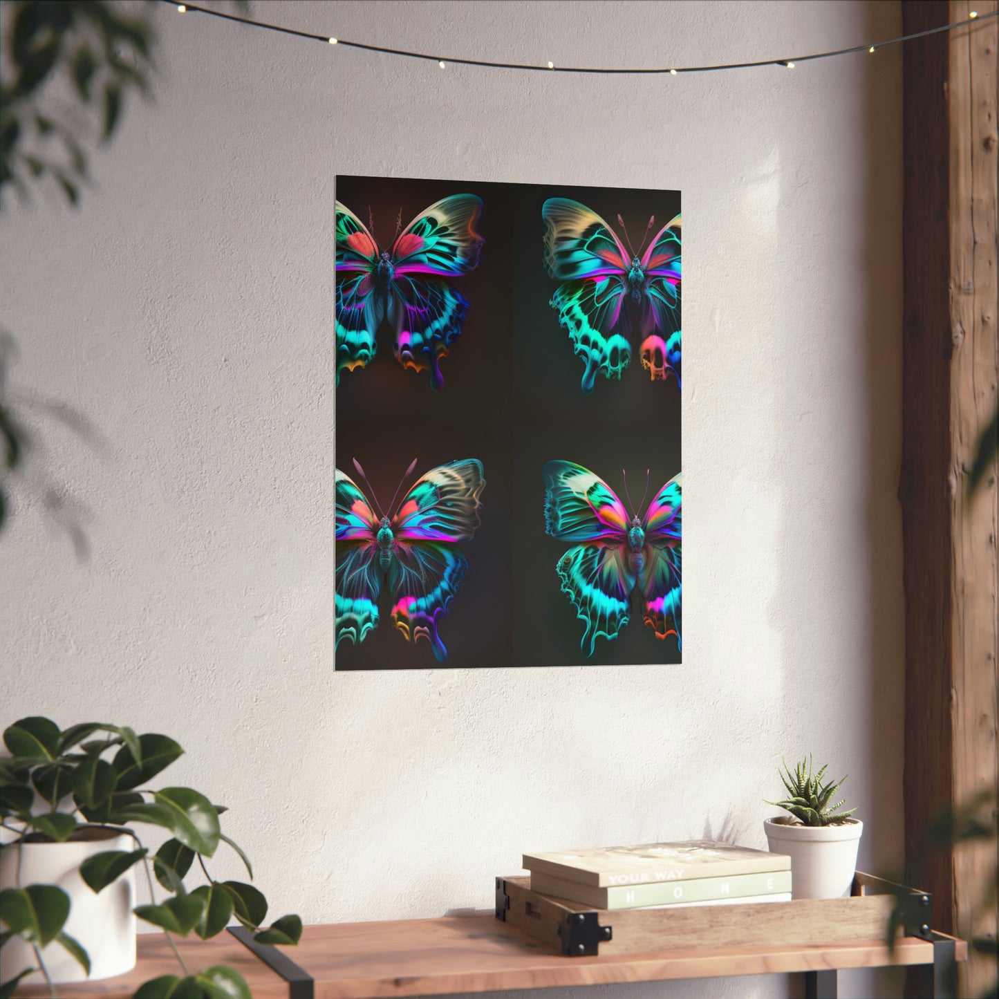 Premium Matte Vertical Posters Neon Butterfly Fusion 5