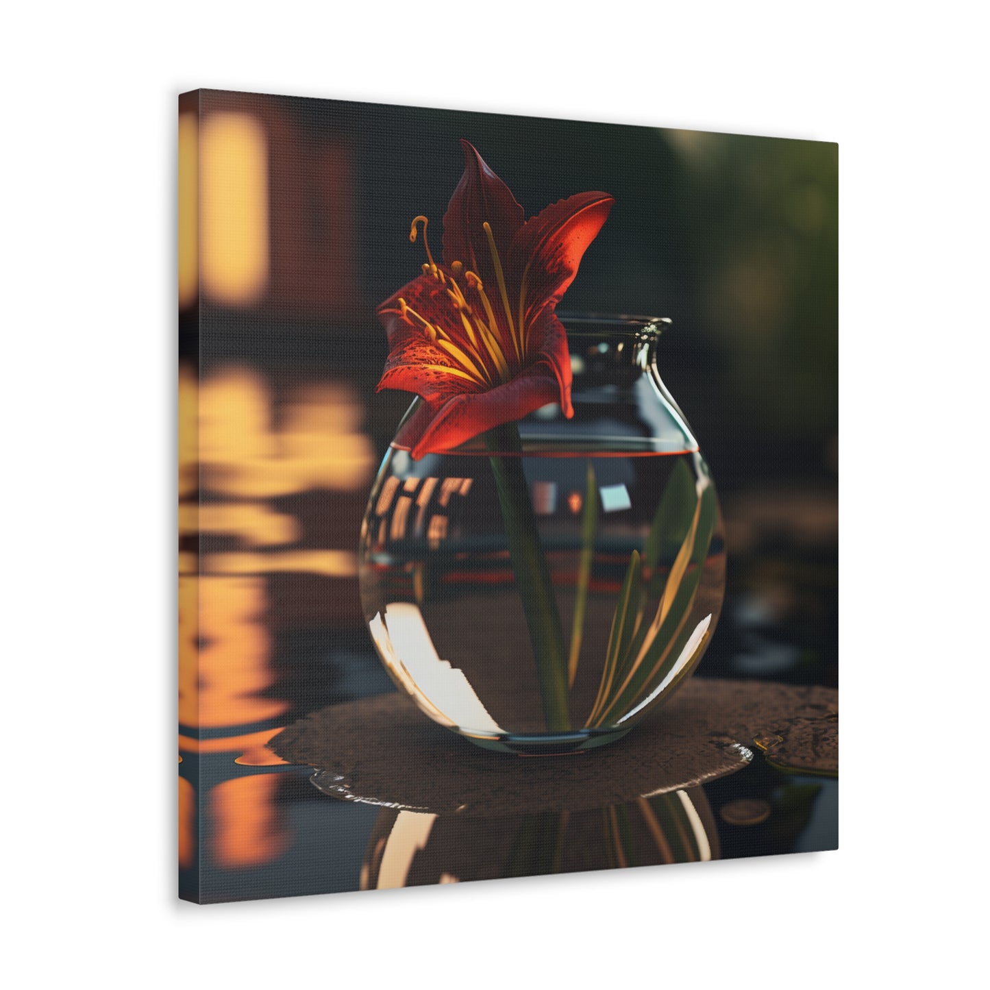 Canvas Gallery Wraps Red Lily in a Glass vase 2