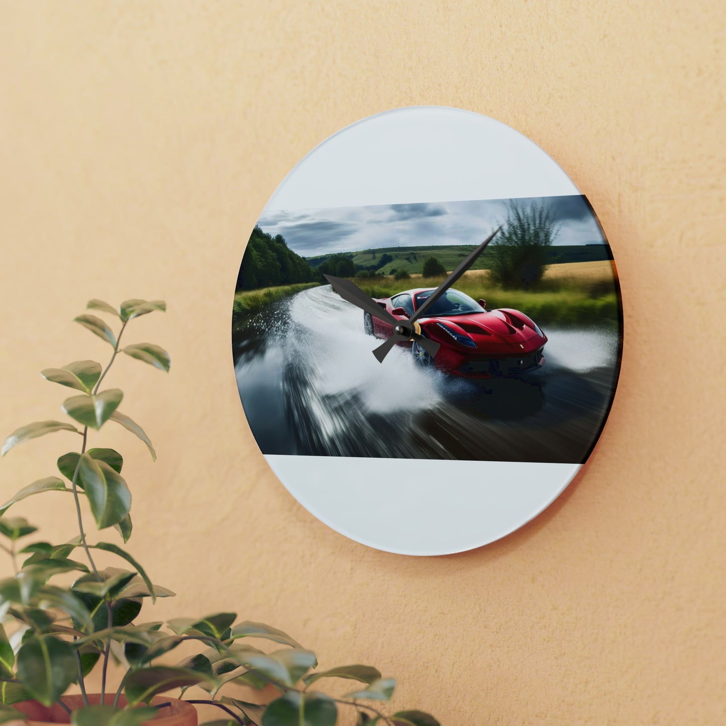 Acrylic Wall Clock Water Ferrari Splash 4