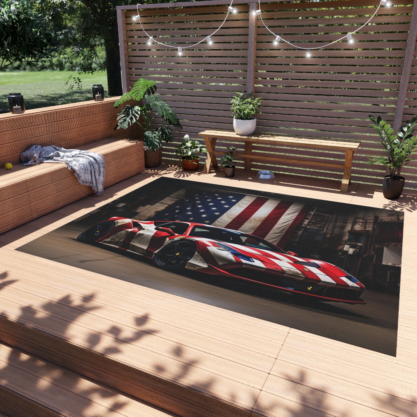 Outdoor Rug  American Flag Farrari 2