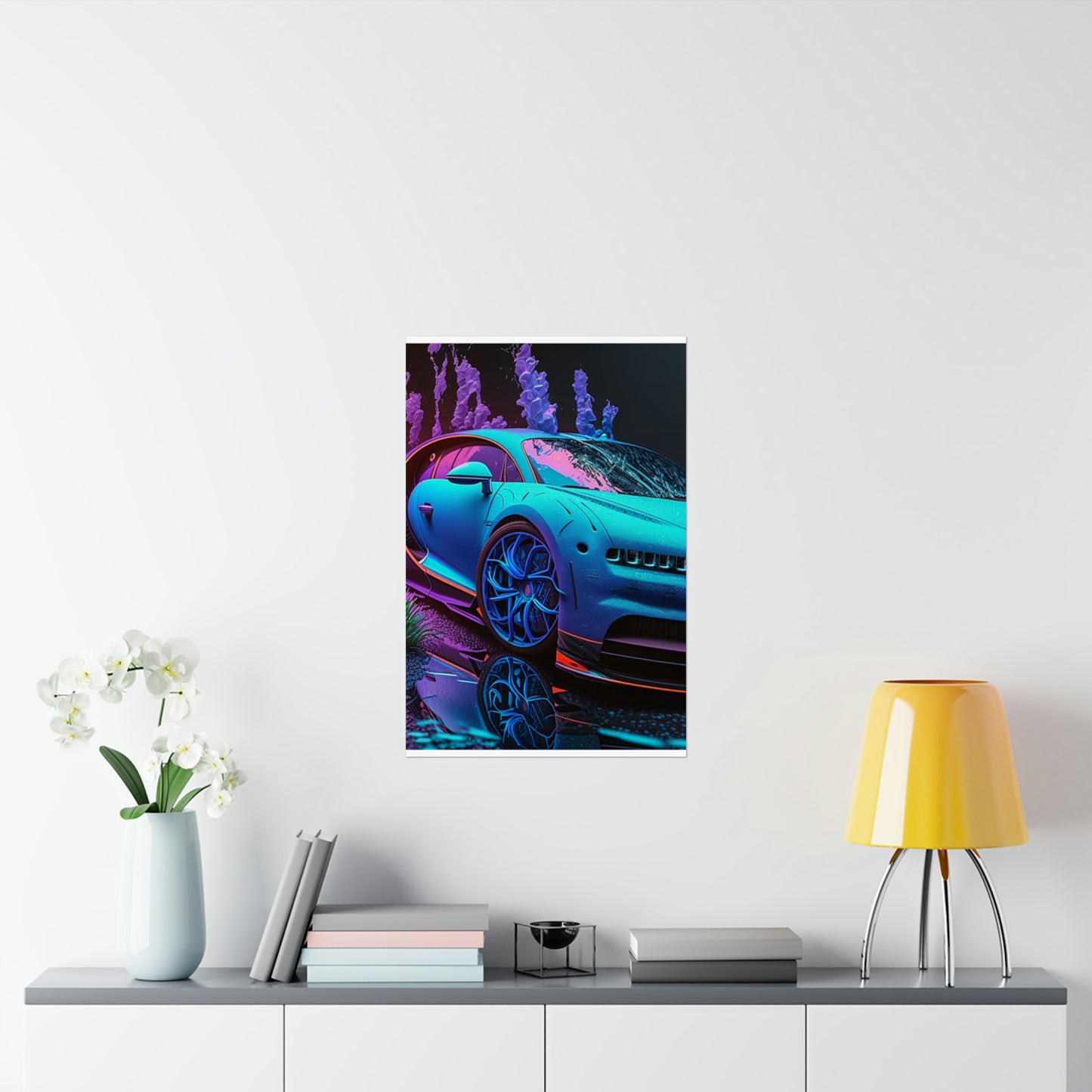 Premium Matte Vertical Posters Bugatti Neon Chiron 2