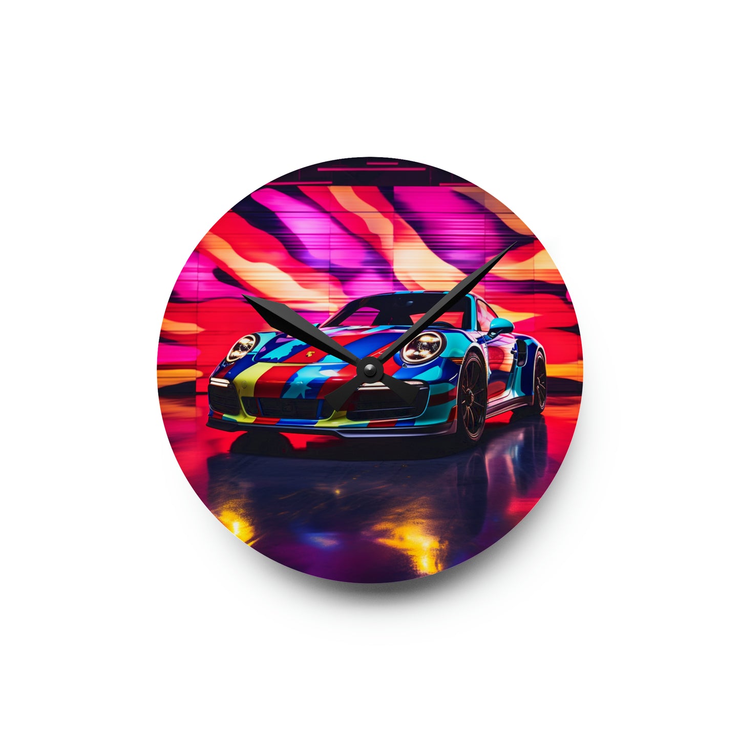 Acrylic Wall Clock Macro American Flag Porsche 1