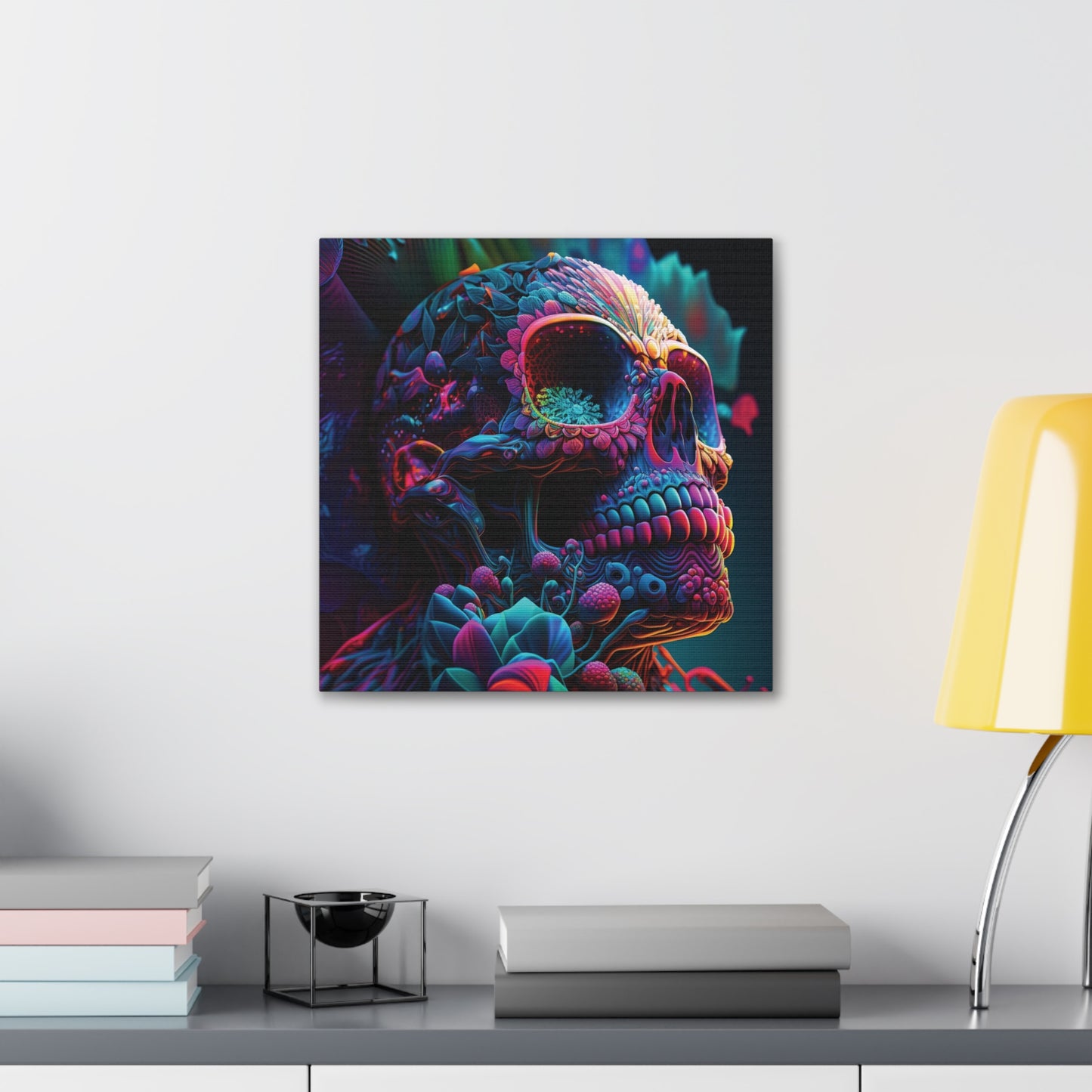 Canvas Gallery Wraps Florescent Skull Death 3