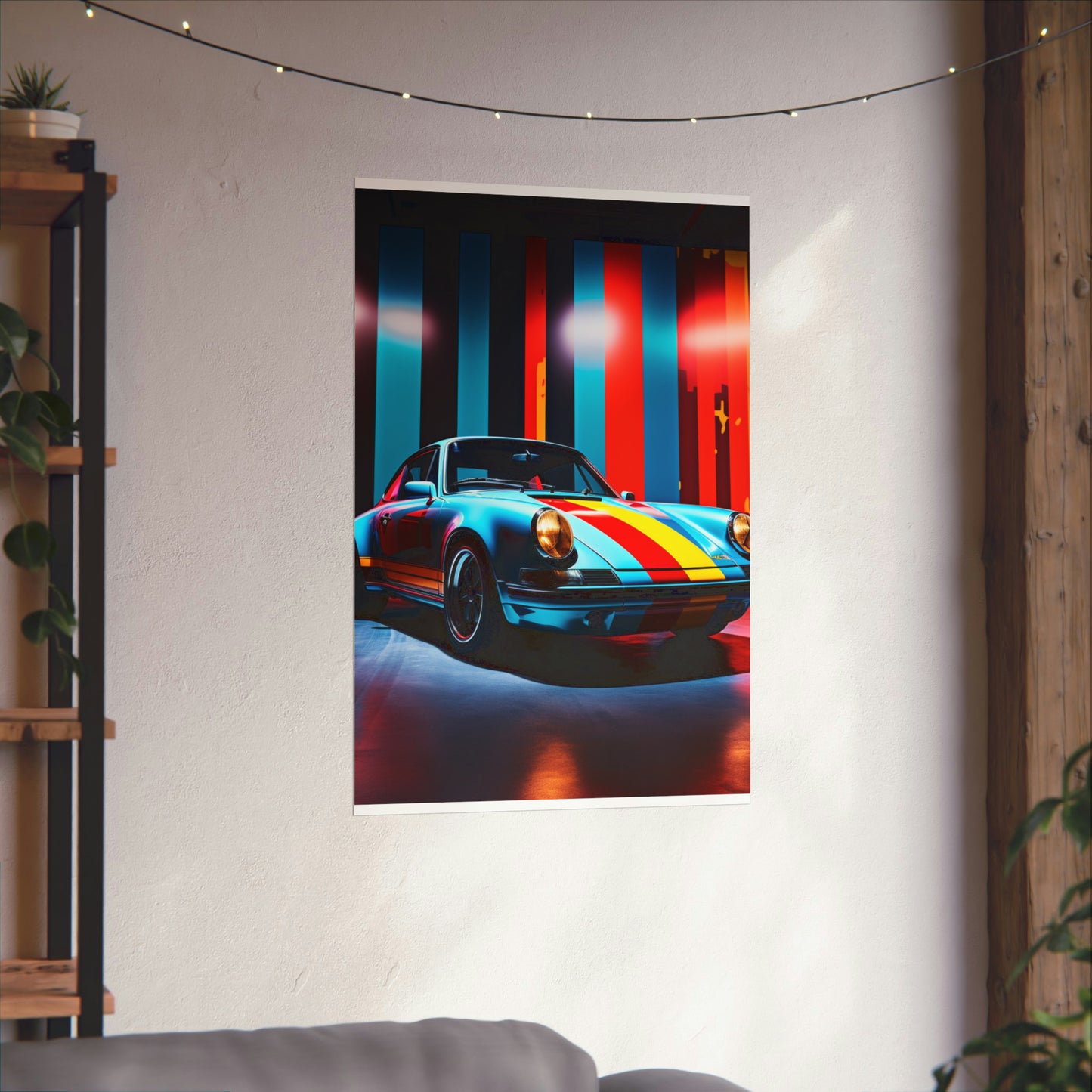 Premium Matte Vertical Posters Macro American Flag Porsche 3