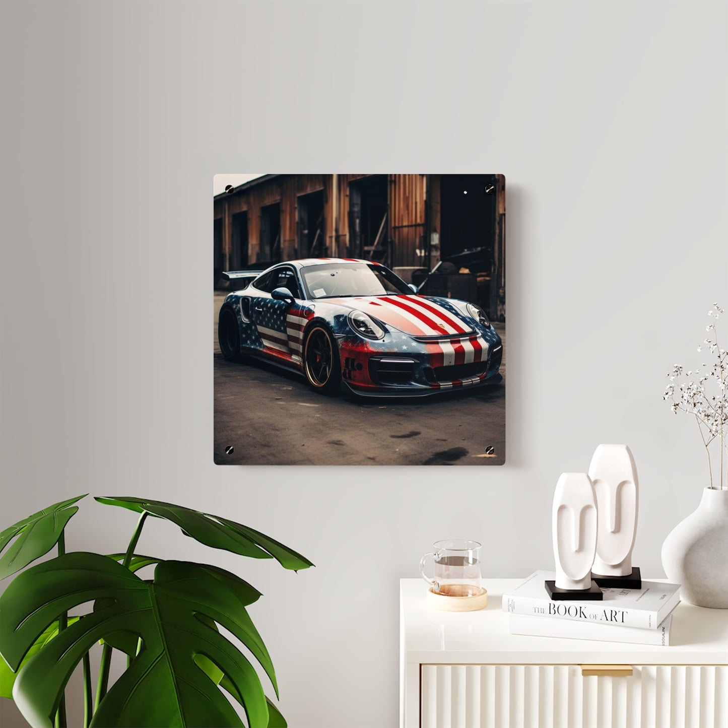 Acrylic Wall Art Panels American Flag Porsche 3