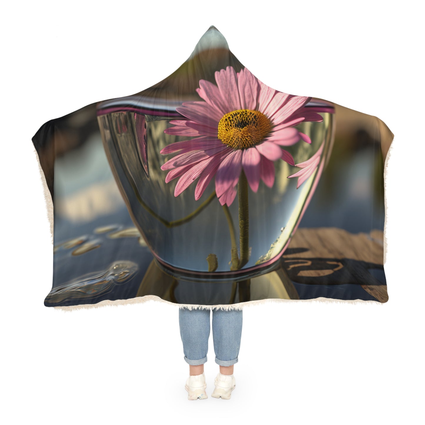 Snuggle Hooded Blanket Daisy in a vase 1