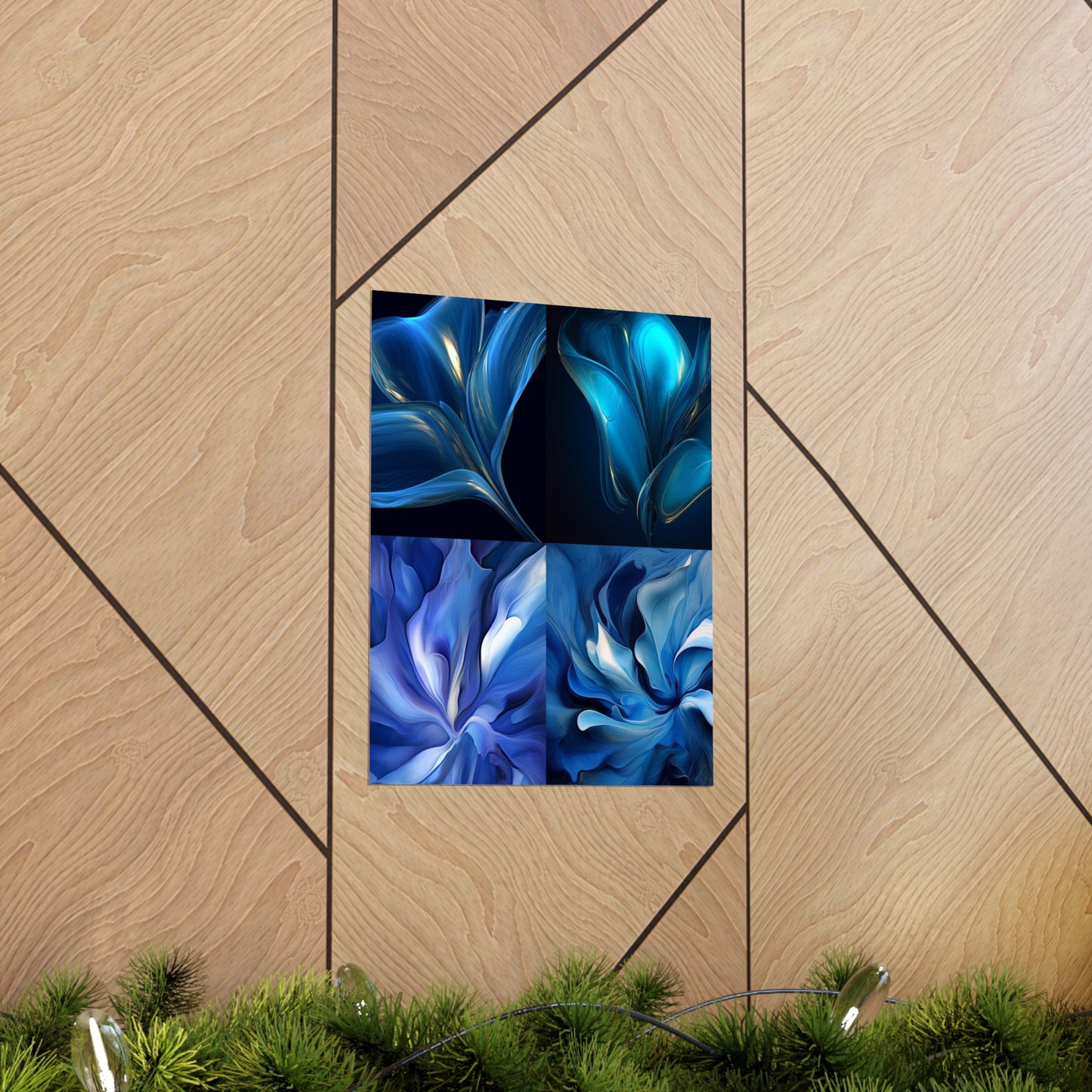 Premium Matte Vertical Posters Abstract Blue Tulip 5