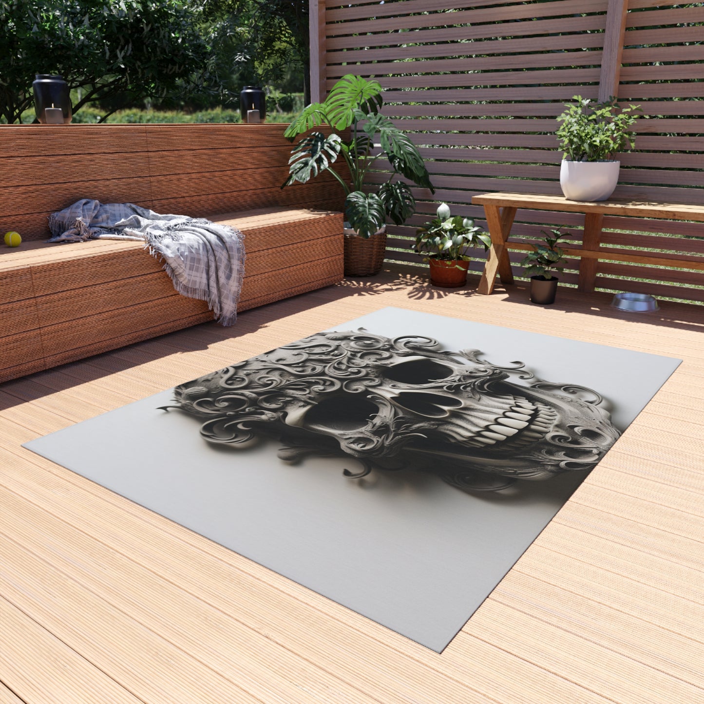 Outdoor Rug  Skull Treble Clef 2