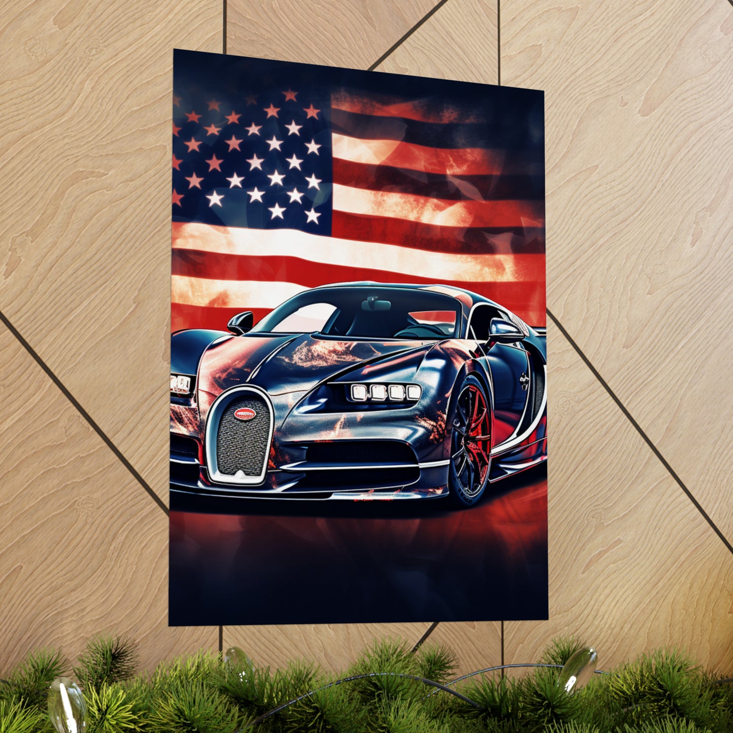 Premium Matte Vertical Posters Abstract American Flag Background Bugatti 4