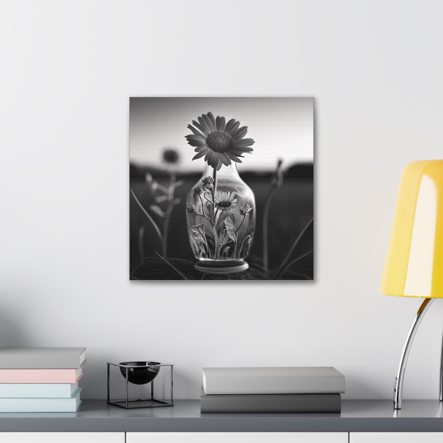 Canvas Gallery Wraps Yellw Sunflower in a vase 2