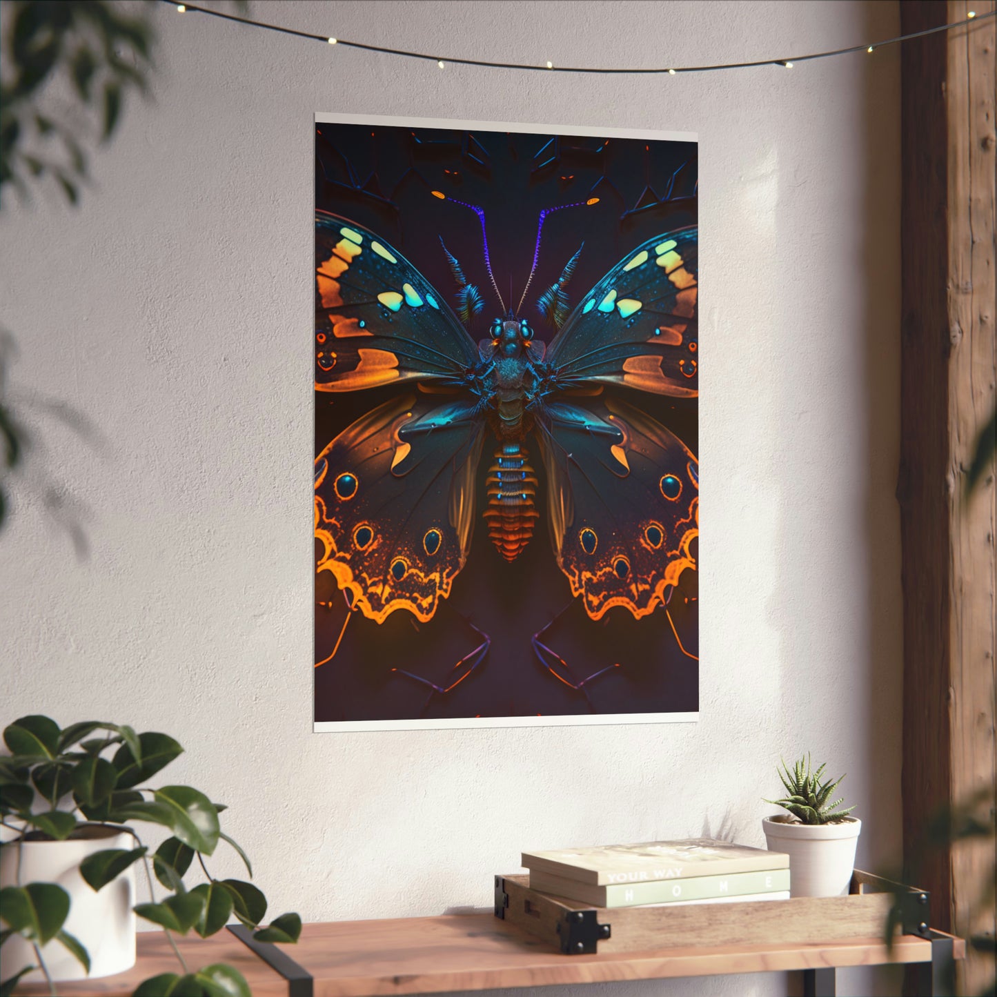 Premium Matte Vertical Posters Neon Hue Butterfly 2