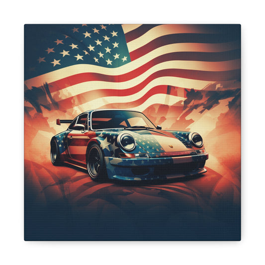 Canvas Gallery Wraps Abstract American Flag Background Porsche 4