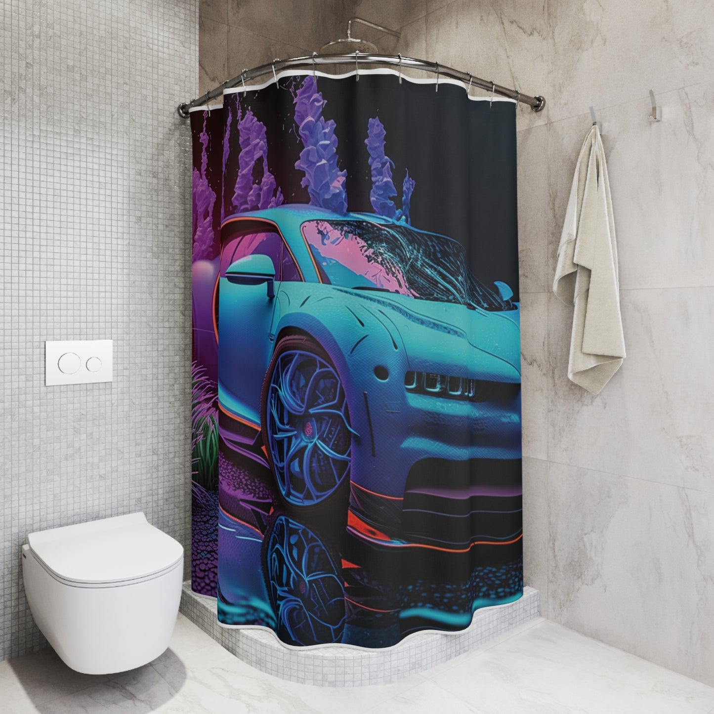 Polyester Shower Curtain Bugatti Neon Chiron 2
