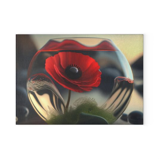 Glass Cutting Board Red Anemone in a Vase 3