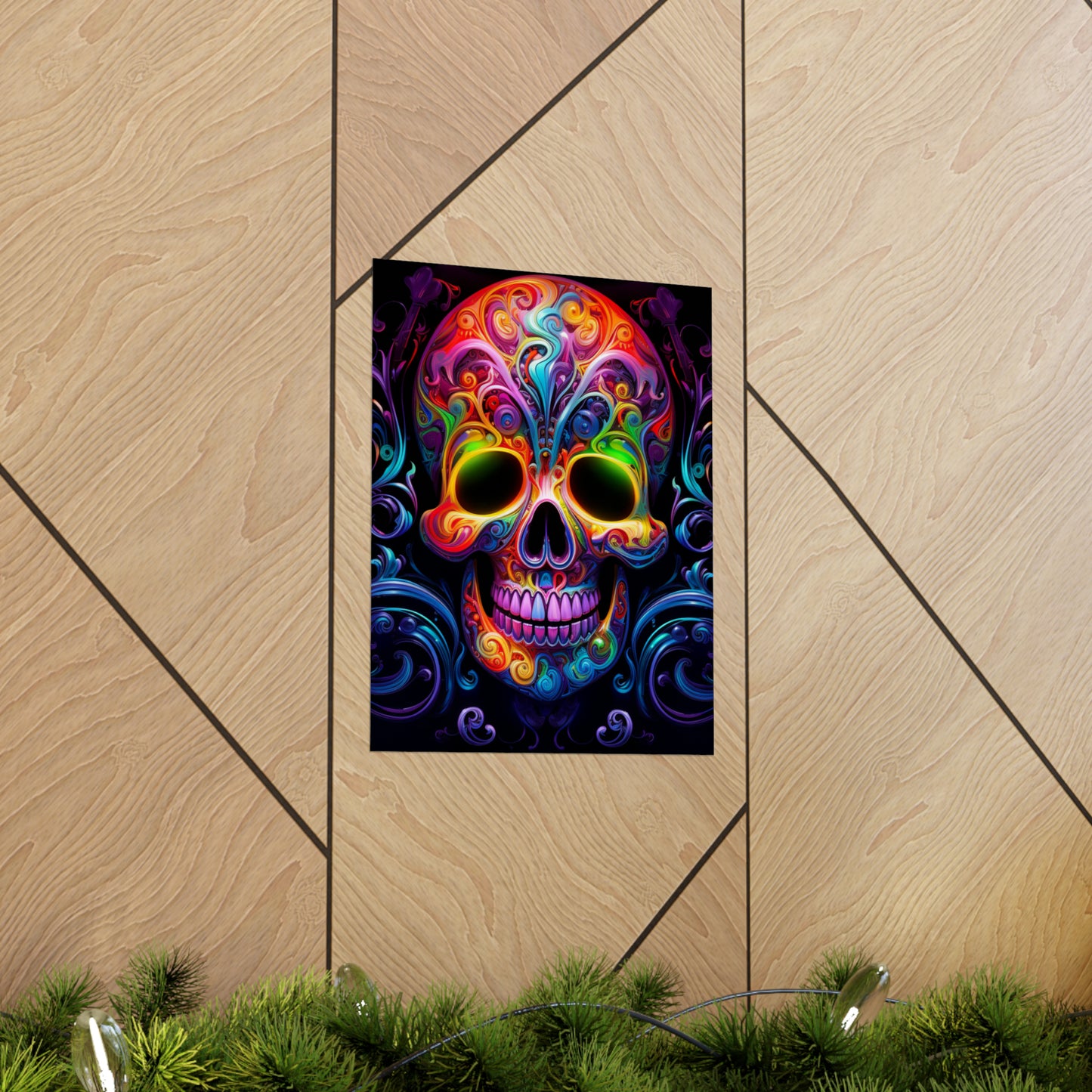 Premium Matte Vertical Posters Macro Skull Color 2