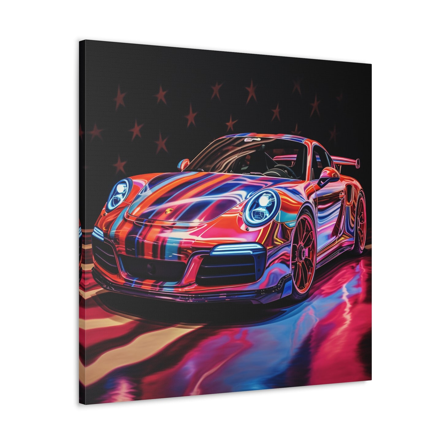 Canvas Gallery Wraps Macro American Flag Porsche 4