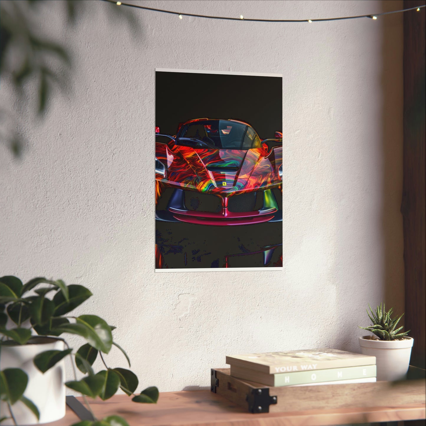 Premium Matte Vertical Posters Ferrari Neon 3