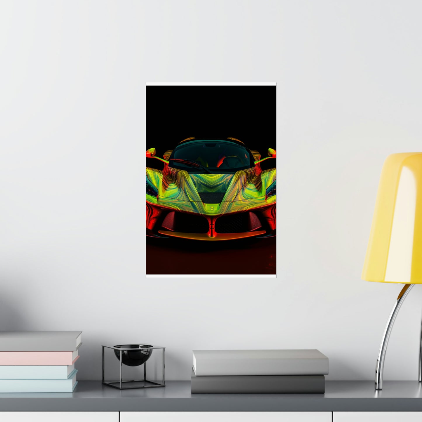 Premium Matte Vertical Posters Ferrari Neon 1