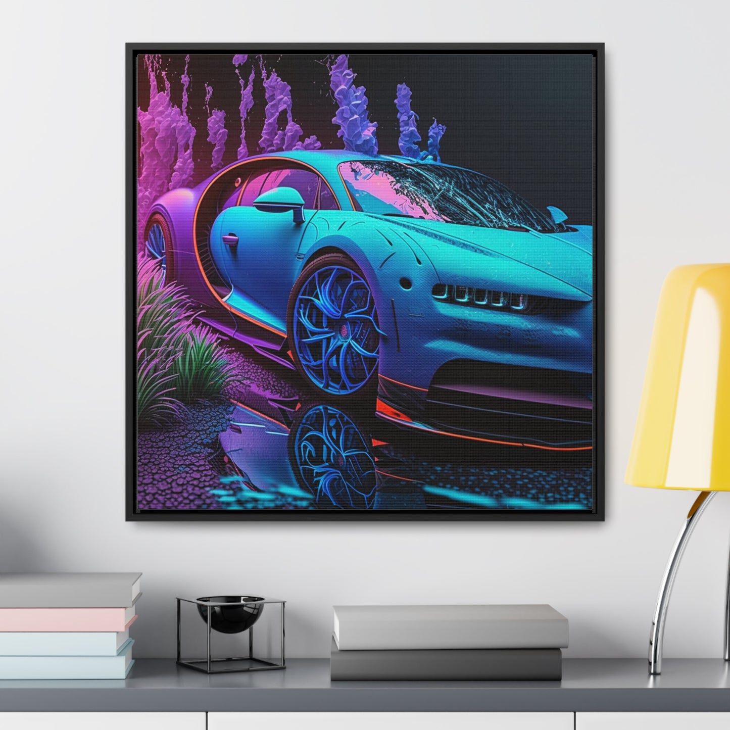 Gallery Canvas Wraps, Square Frame Bugatti Neon Chiron 2