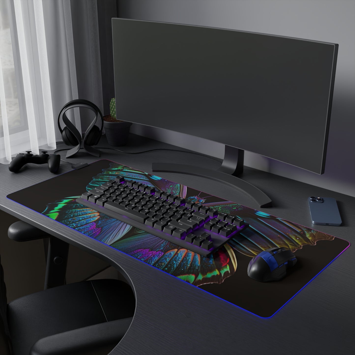 LED Gaming Mouse Pad Hue Neon Butterfly 4