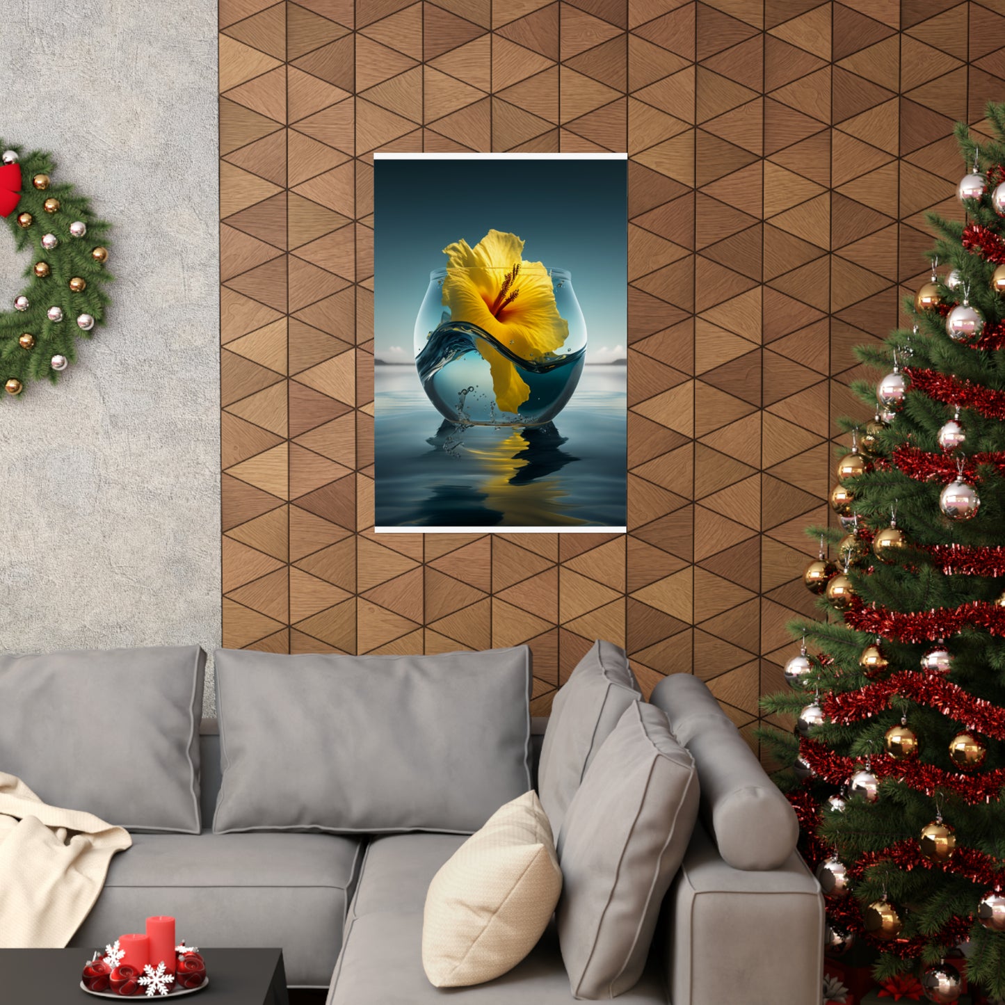 Premium Matte Vertical Posters Yellow Hibiscus glass 4