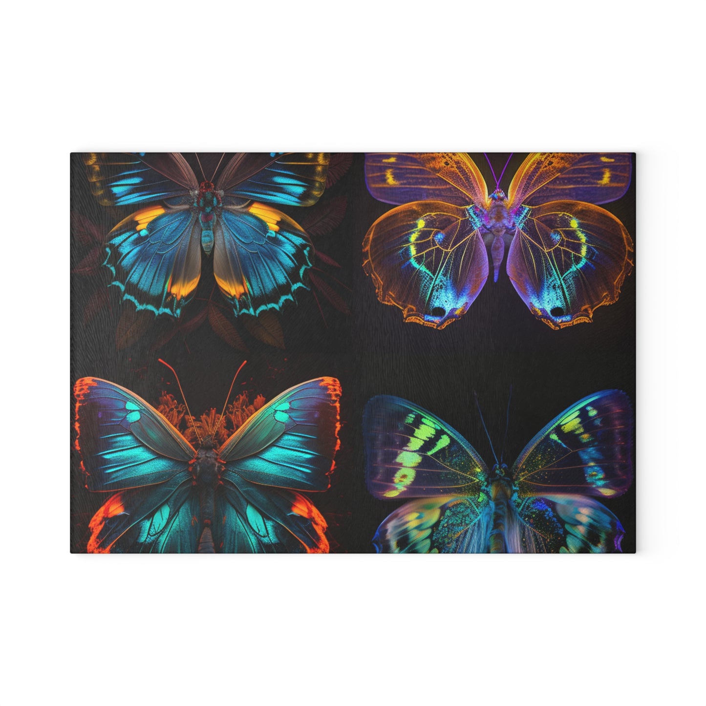 Glass Cutting Board Neon Butterfly Flair 5