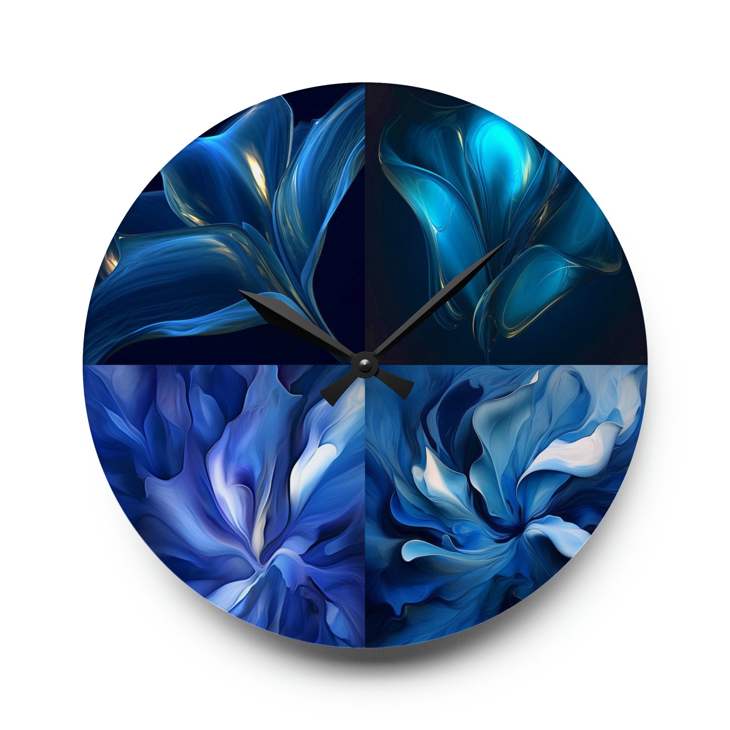 Acrylic Wall Clock Abstract Blue Tulip 5