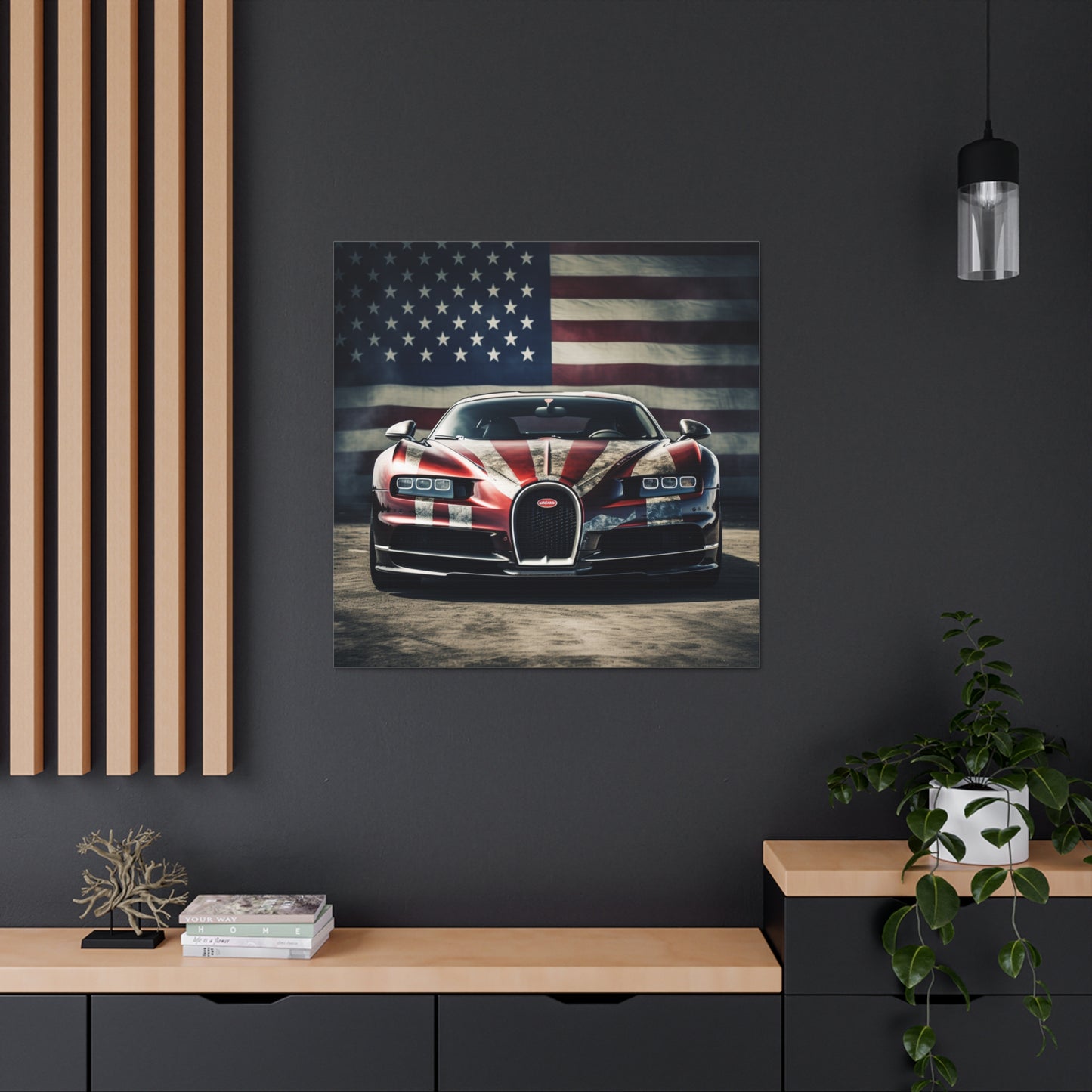 Canvas Gallery Wraps American Flag Background Bugatti 3