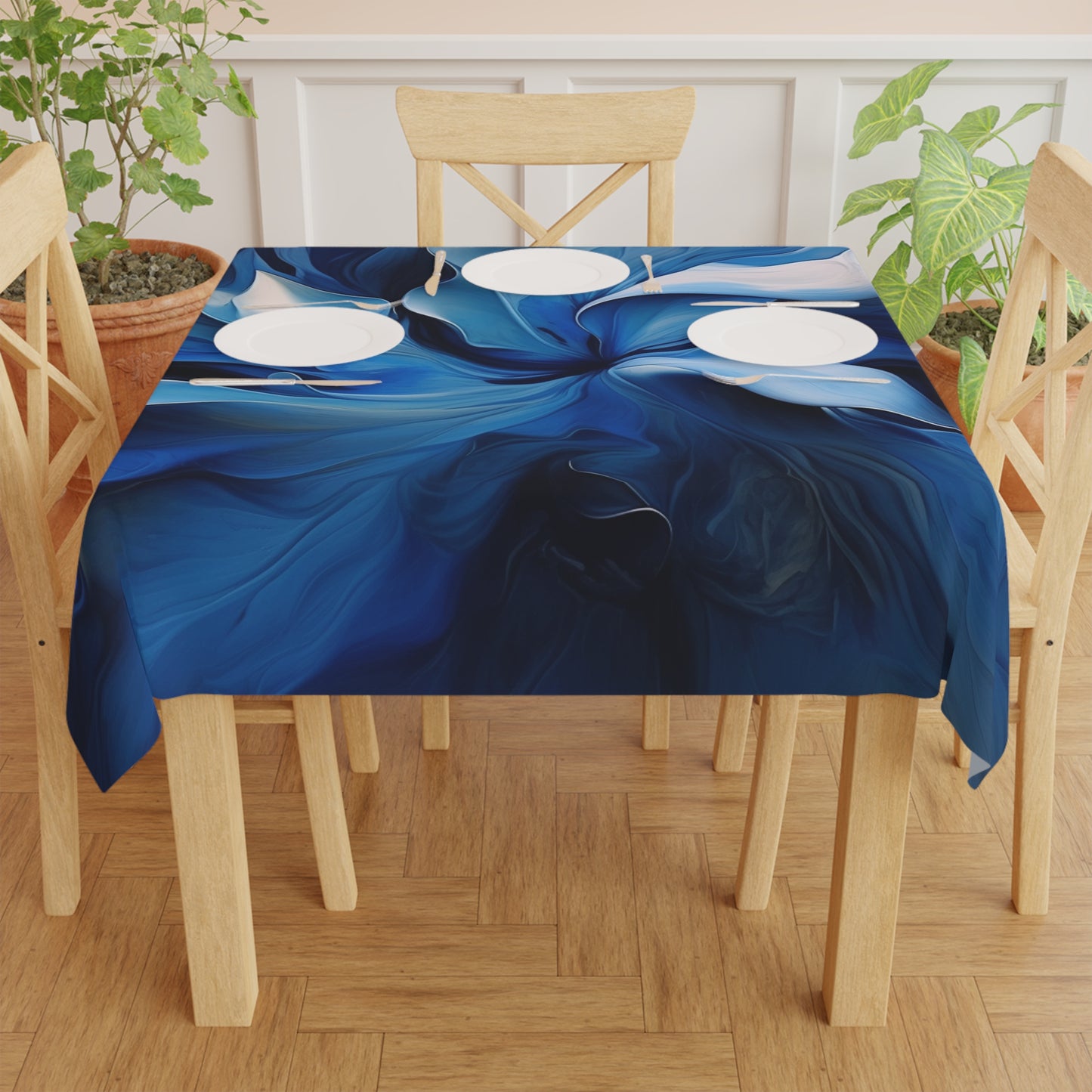 Tablecloth Abstract Blue Tulip 4