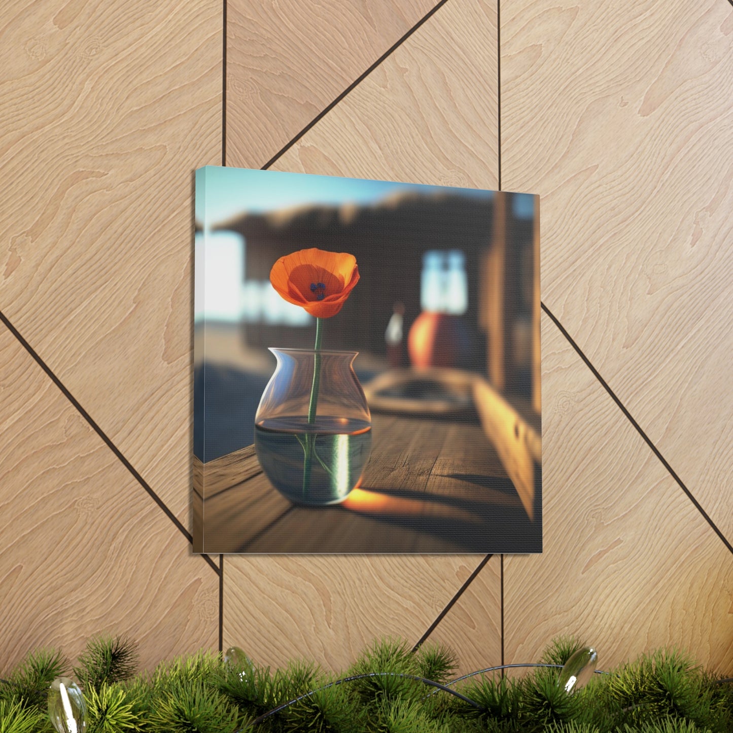 Canvas Gallery Wraps Poppy in a Glass Vase 2