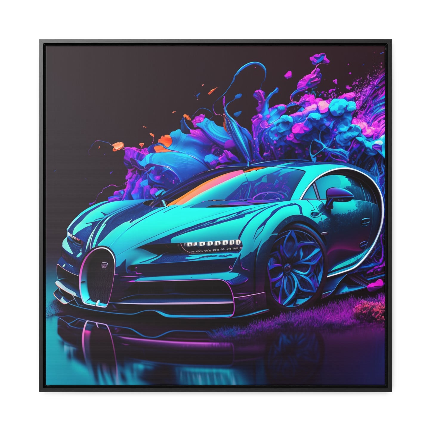 Gallery Canvas Wraps, Square Frame Bugatti Neon Chiron 3