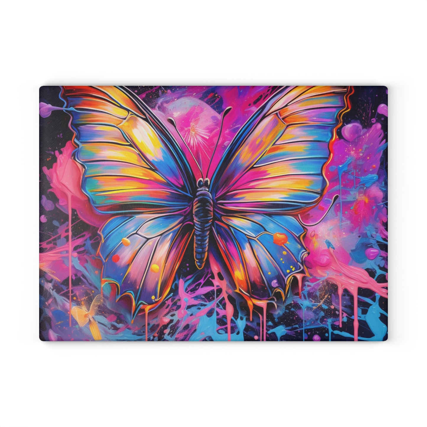 Glass Cutting Board Pink Butterfly Flair 3